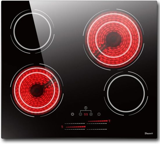 Topwish Plaque Vitrocéramique 2 Feux - Table De Cuisson Tactile 29x52cm, Minuteur, Sécurité Enfants, 3000W