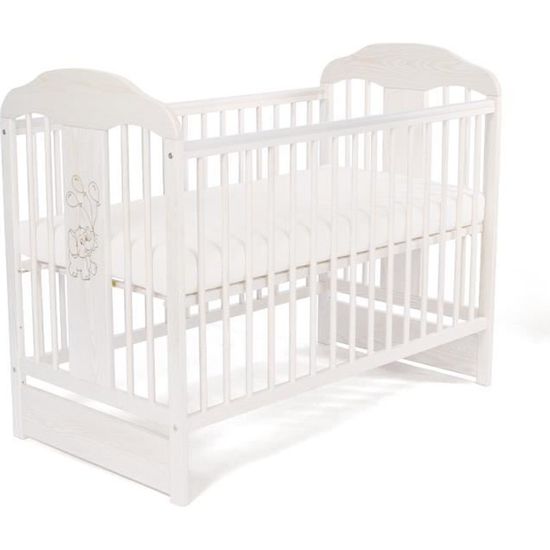 Lit Bébé 120x60 Cm Avec Barrière Coulissante - Matelas Inclus - Modèle Lapin - Fabrication UE, Norme EN-716 - 10