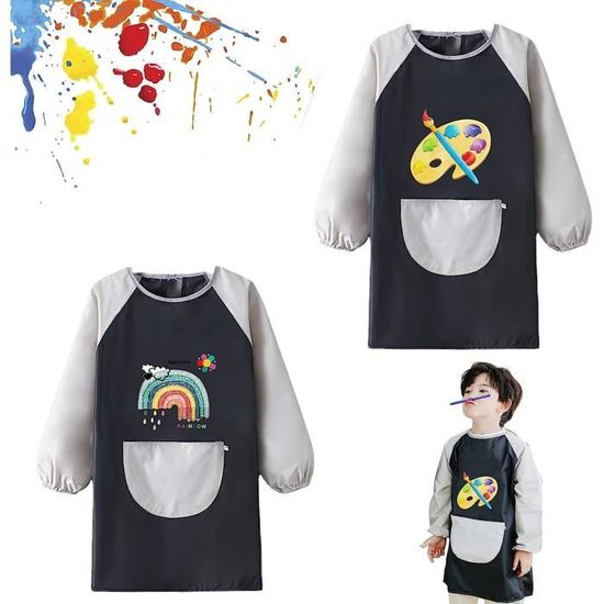 Tablier Peinture Enfant,Blouse Peinture Enfant Imperméable 7-11 Ans