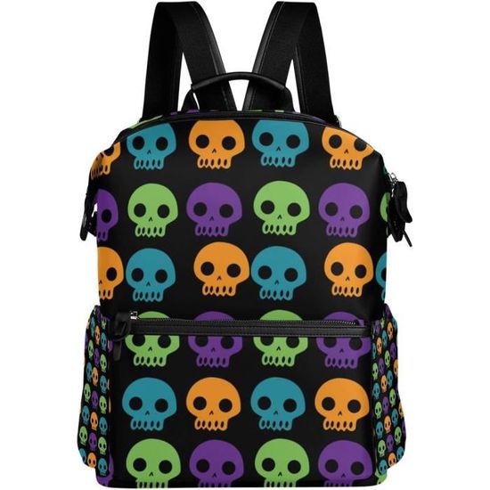 Top Zippé It Hippie Noir à Motifs Têtes De Mort - Taille S/M (36/38) - Occasion TBE