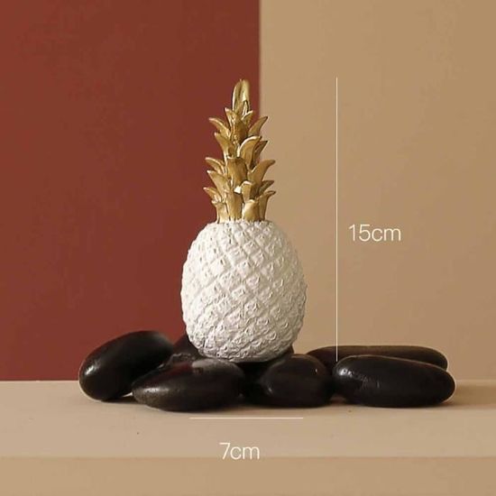 Lot De 3 Ananas Décoratifs En Résine ZHDOKA – Doré, Tailles S/M/L | Décoration Tendance Tropicale Pour Maison, Bureau