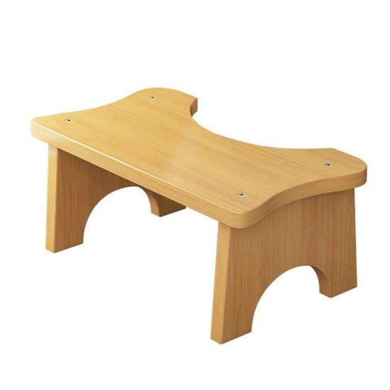 Tabouret De Toilette En Bambou Naturel - Ergonomique, Antidérapant, 37x20x17cm, Noir - 6
