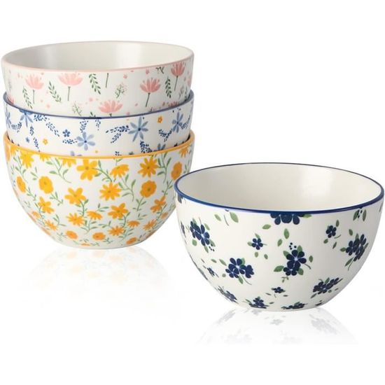 Bol Petit Dejeuner Bols Porcelaine Bol À Dessert En Ceramique 350Ml Lot De 4 Bols Riz