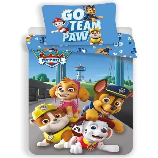 Pat Patrouille Parure de lit 100% Coton - Housse de Couette 140x200 cm