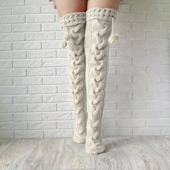Chaussette Haute Fille Bakicey s Pour Femme - Chaussettes Au-dessus Du Genou - Collants En Coton - Chaussettes Tricotées - s Au-dessus Du Genou - Chaussettes Longues - Printemps été Chaussettes Haute