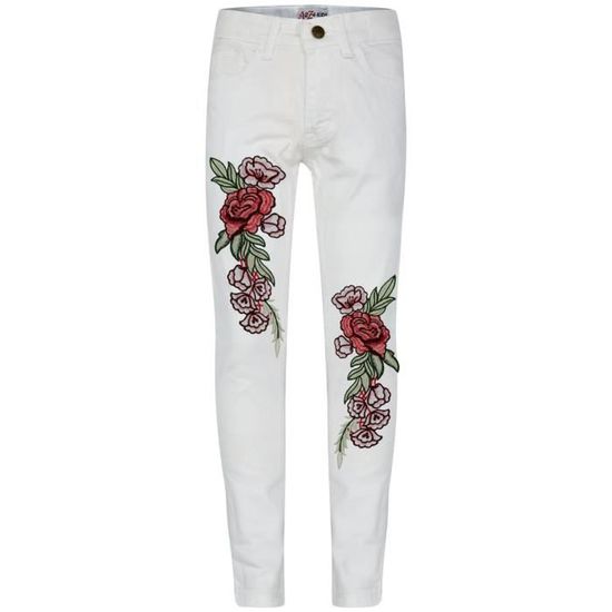 Manyakai Jean Évasé Filles 5-16 Ans - Pantalon Denim Extensible à Pattes D'Éléphant Déchiré
