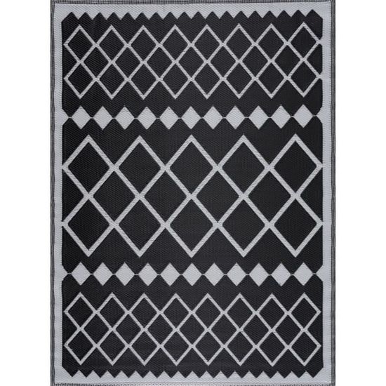 NAZAR Tapis d'extérieur résistant aux UV - Noir et blanc - 150 x 220 cm