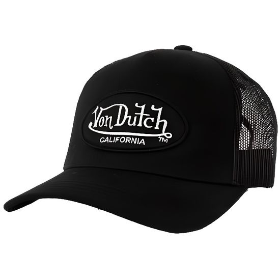 Casquette Trucker Von Dutch DOM - Noir Et Jaune Fluorescent - Ajustable 55,5-60cm - Unisexe