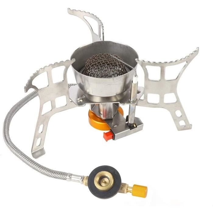 Camping Poêle À Gaz En Plein Air Portable 304 En Acier Inoxydable Poêle Coupe-Vent Brûleur À Gaz Ultra-Léger Cuisinière - Sport