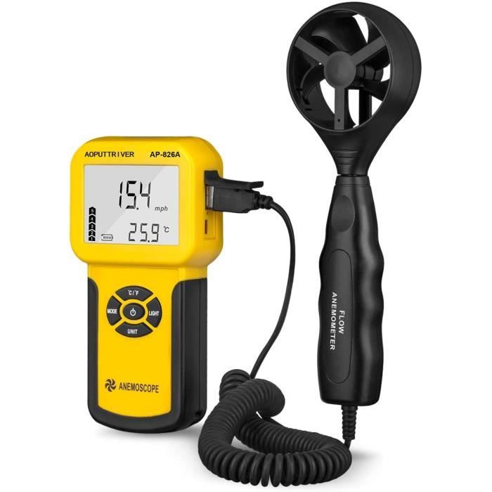 Anémomètre numérique portable AP-856A CFM Pro Anémomètre HVAC avec rétroéclairage Max/Min/Moyenne Fonctions pour mesurer la vitesse du vent, la vitesse de l'air, la température, le débit d'air Anémomètre numérique portable AP-856A CFM Pro Anémomètre HVAC avec rétroéclairage Max/Min/Moyenne Fonctions pour mesurer la vitesse du vent, la vitesse de l'air, la température, le débit d'air