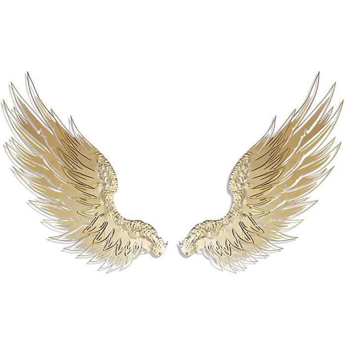 Sculpture Murale Ailes D'ange En Métal - Style Industriel Rétro - Dimensions 89x29 Cm - Noir