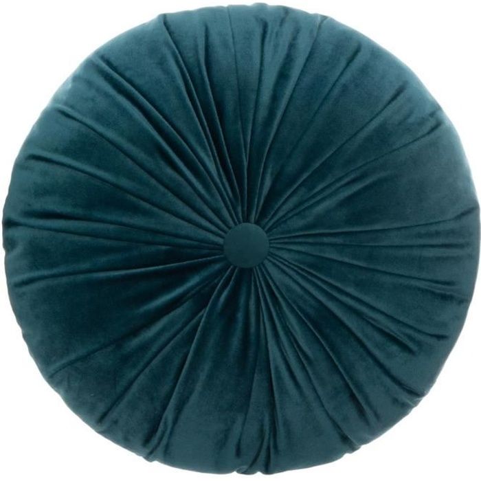Atmosphera - Coussin rond velours bleu pétrole D 40 cm la dolce vita Bleu Canard