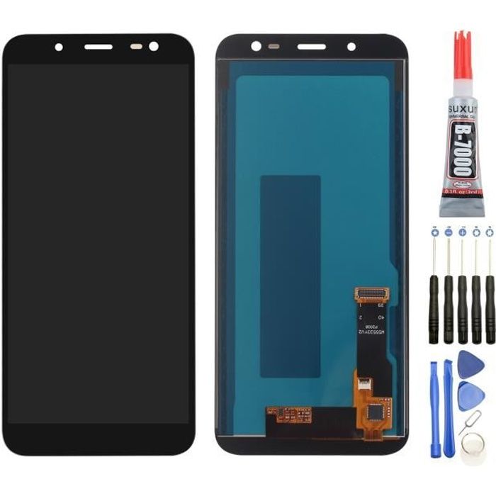 Complet Ecran vitre tactile lcd - NOIR Pour Samsung Galaxy J6 J600 2018 + Kit outils + COLLE B7000