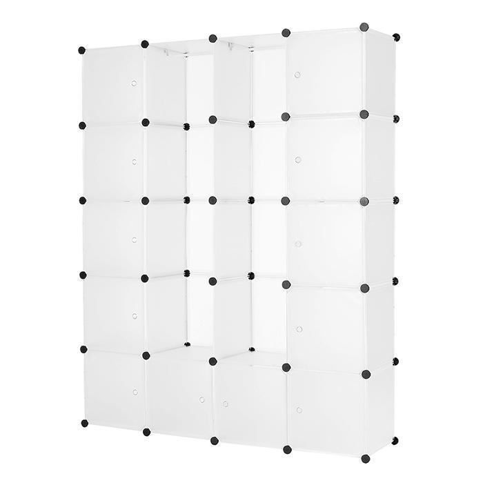Armoire Penderie 12 Cubes, Meuble Etagères de Rangement Multifonctionnelle, Assemblage Facile pour Vêtements / Chaussures, Blanc