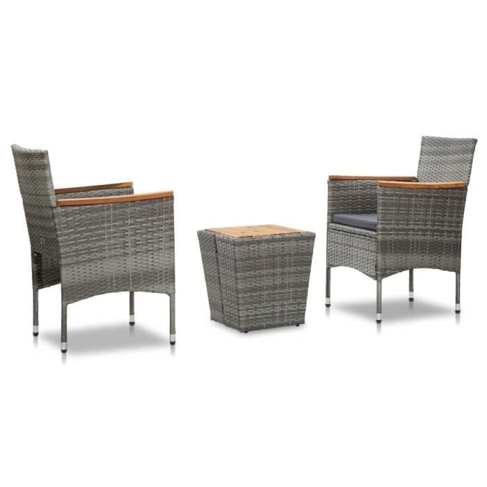 Ensemble repas de jardin 2 personnes Contemporain- Mobilier de bistro 3 pcs- Salon de Jardin Mobilier Jardin de Terrasse - Résine
