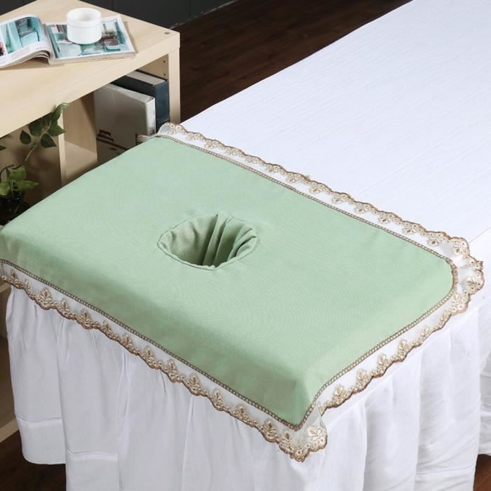 Couverture de lit de massage de feuille de tête de table de massage de spa avec trou pour magasin de beauté (vert)-ALI