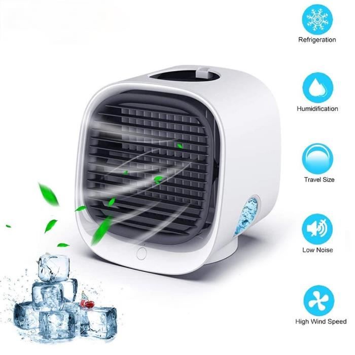 Climatiseur De Ventilateur USB Blanc Avec Lumière Colorée Pour La Maison Et Le Bureau