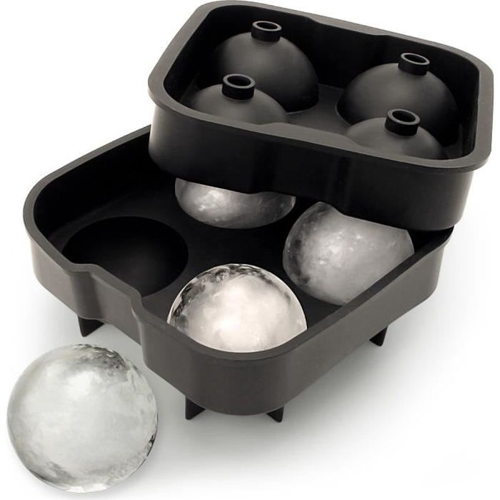 igadgitz Home 1x Bac à Glaçons Boule en Silicone Moule à Glace Ronde 4x4.5cm Cocktail Whisky