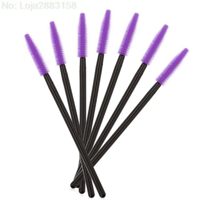 L1631 50pcs Silicone jetable Mascara baguettes cils brosses extension outil de maquillage*Purple