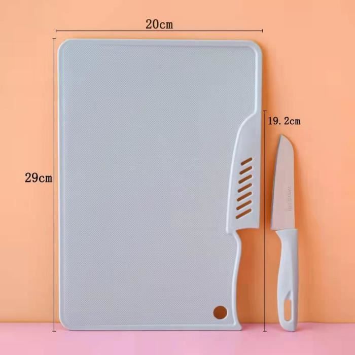 Ensemble de Planche à découper de Cuisine en Plastique avec Couteau - Ensemble de Planche à Découper Antidérapant(BLUE)