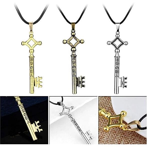 3Pcs Charm Attack Bijoux sur Titan Collier avec Pendentif Fantaisie Mode clés en métal Accessoires Ornement pour Unisexe