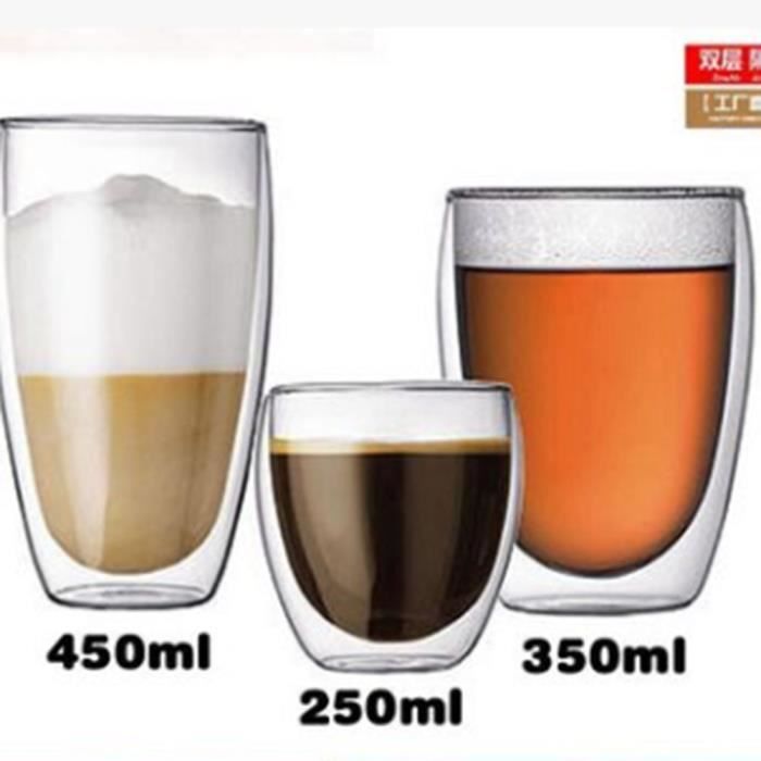 Café,2018 nouveau et arrivée classique 150 ou 250 ou 350 ou 450ML verre Double paroi tasses à café - Type Clair - 150ml