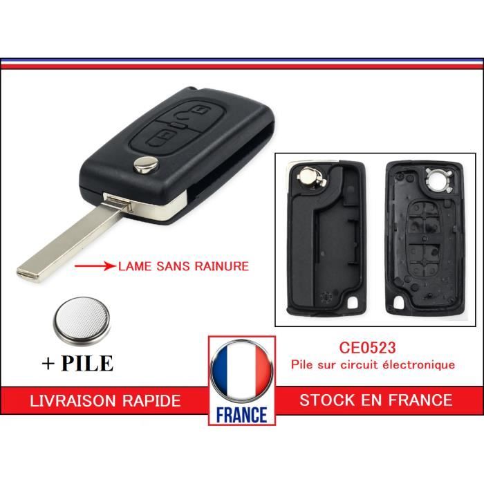 plip clé coque télécommande + PILE pour Citroen C4 picasso C5 407 Partner Berlingo 2 boutons
