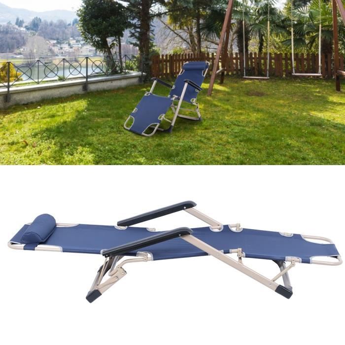 RAI Chaise longue pliable Bain de soleil Transat Bain relax (Bleu )