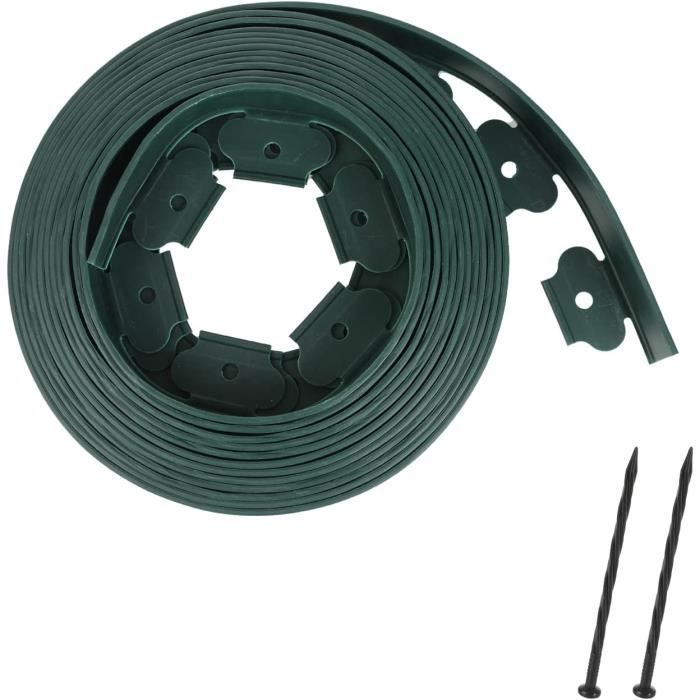 Bordure de Jardin en Plastique, Douce Flexible, avec 72 Piquets d'ancrage, Hauteur 50mm, Longueur 10m