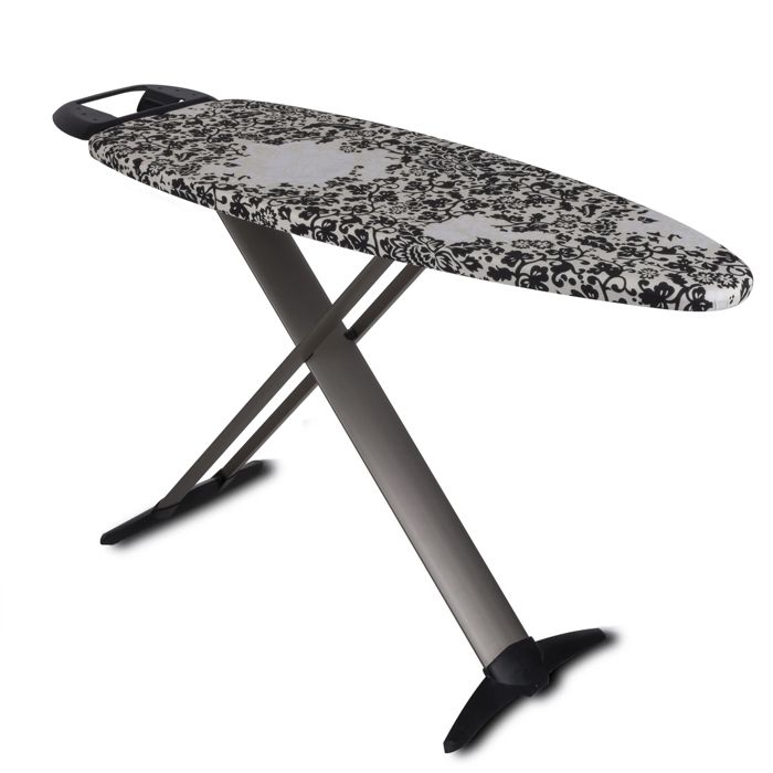 Planche à repasser design pliable TIFFANY en aluminium 130x47 H100cm haute qualité avec repose fer et repose centrale vapeur