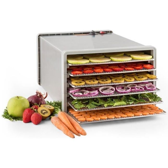 Klarstein Fruit Jerky Pro 6 - Déshydrateur alimentaire de qualité professionelle - puissance de 630W, 6 étages - acier inox