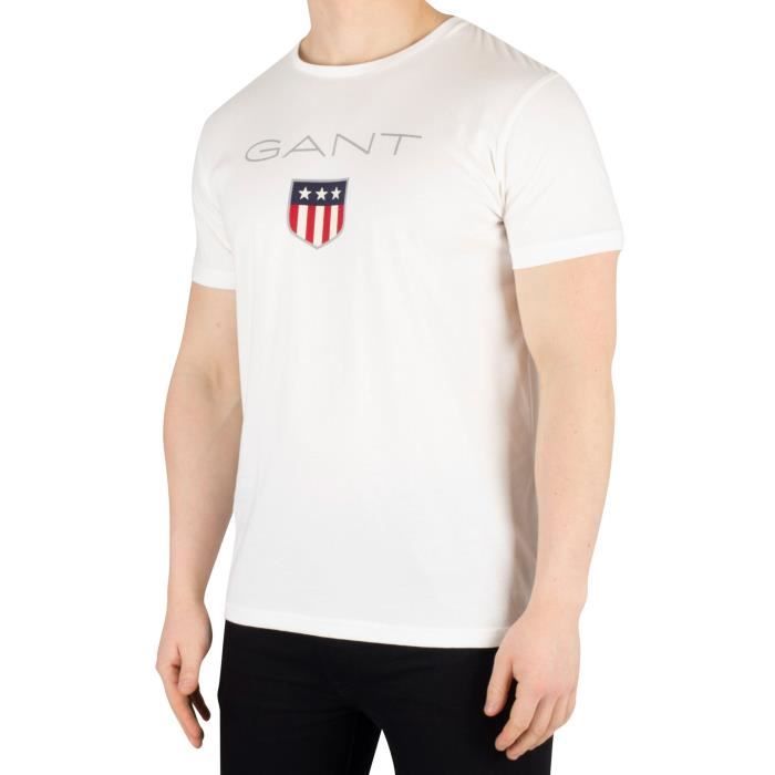 Gant Homme T-shirt avec logo de bouclier, Blanc