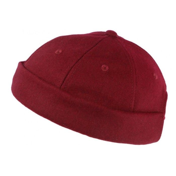 Bonnet Docker Rouge Bordeaux en Laine Homme et Femme look Hiver Duik - Taille unique - Rouge