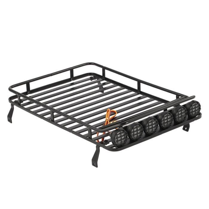 AX-519B Porte-bagages de toit en métal avec 6 lumières LED pour voiture RC 1-10