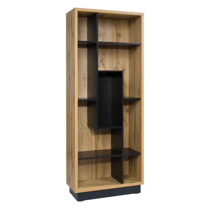 Vitrine ouverte, bibliothèque MALAGA. Meuble design et tendance pour votre salon. Idéal pour exposer votre décoration 35 Marron