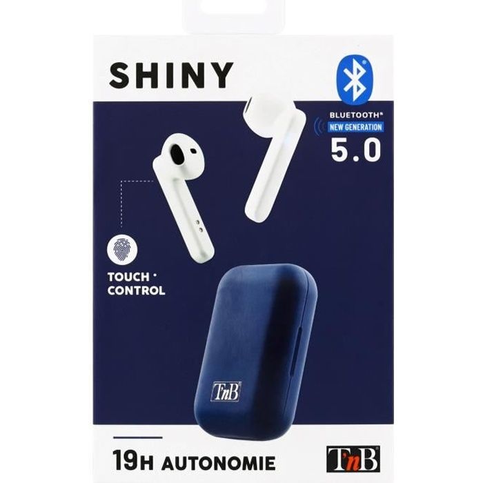 SHINY - Ecouteurs Bluetooth TWS avec boîtier de charge - blanc & bleu