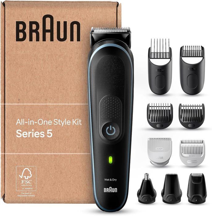 Braun Tondeuse Tout-En-Un Series 5 MGK5445, 10-En-1, Kit Pour Barbe, Cheveux, Corps & Bien Plus