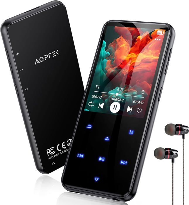 64Go Lecteur MP3 Bluetooth 5.3 Portable avec Clip Sport,Radio FM,Enregistreur Vocal et Transfert de Fichiers - TV Son Photo