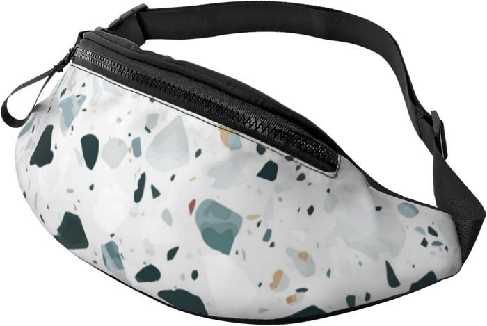 Terrazzo Sac Banane ?? Bandouli?�re Pour Homme Et Femme Motif Marbre Pastel Taille Unique Noir 