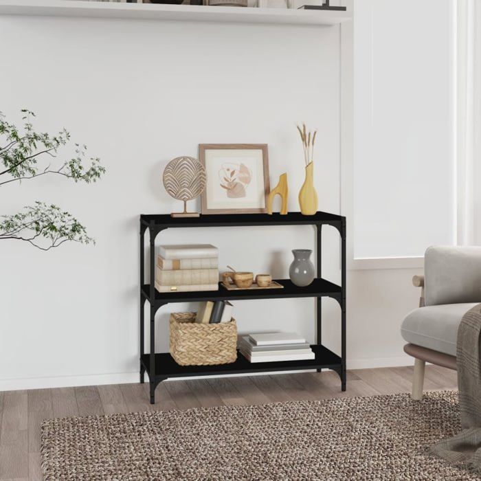 Bibliothèque Bureau 2 Étages Style Industriel - Étagère Bois & Métal 115 × 20 × 98 Cm, Organisateur Bureau & Cuisine