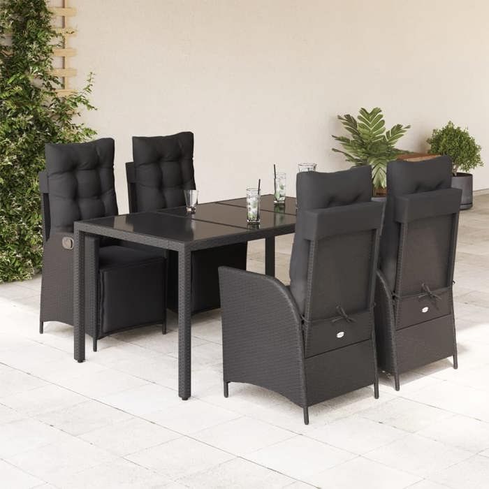 vidaXL Ensemble à manger de jardin 5 pcs coussins résine tressée ensemble à manger dextérieur meuble à manger de 365424 - vue 8