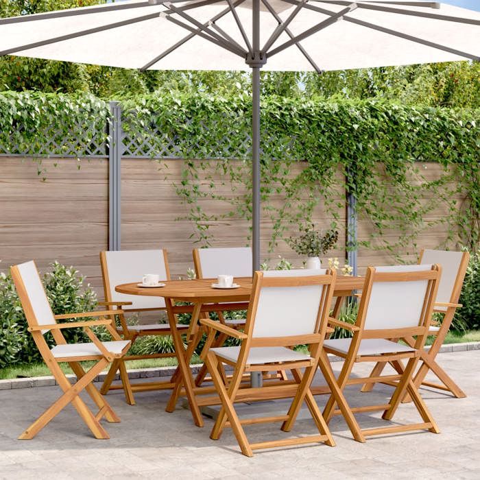 vidaXL Ensemble à Manger 7pcs Bois Crème - vue 2