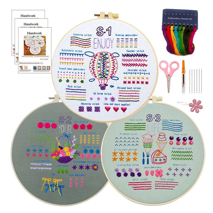Myfelicity Kit Broderie Débutants - Motif Floral & Lettrage | 20x20cm - Activité Relaxante