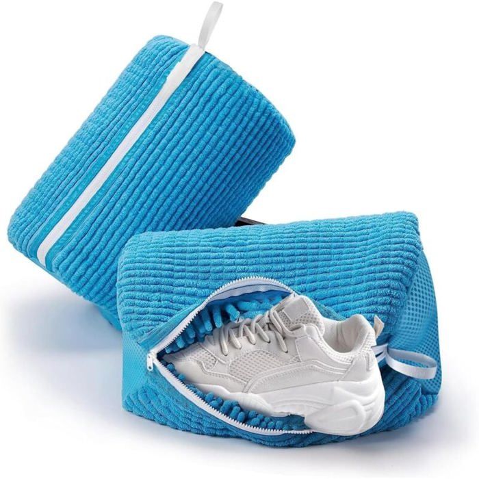 Lot De 2 Sacs De Lavage Pour Chaussures - Polyester, Fermeture Double, Poche Pour Semelles, Lavable En Machine - 9