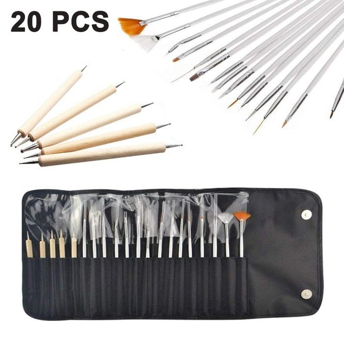 Cobee Lot De 3 Pinceaux Nettoyage Pour Nail Art - Brosse à Ongles - Outils De Peinture (rond, Incliné, Plat