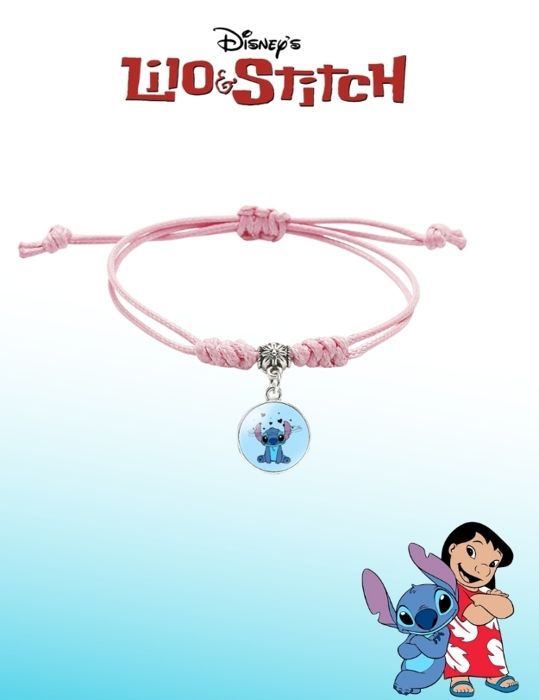 Bracelet Ajustable - Disney - Stitch - Pendentif - Rose - Enfant