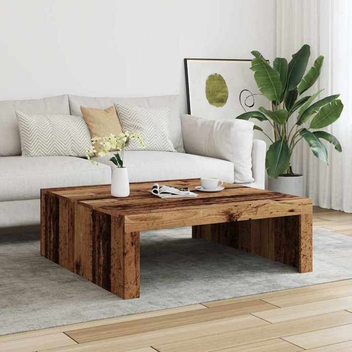 Table basse - Plusieurs Niveaux - vieux bois 100x100x35 cm - Bois dingénierie - Salon Moderne(11726) ZLH