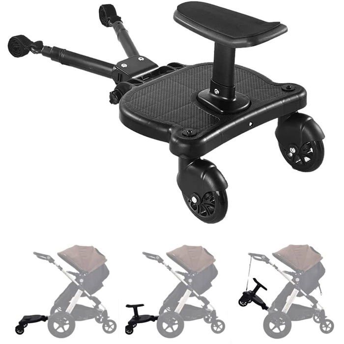 Plateau Universel Pour Poussette 360° - 41x20 Cm - Rotatif, Amovible, Antidérapant - Porte-Gobelet Profond - Noir