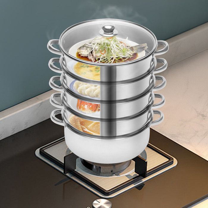Mantowarka Cuiseur Vapeur En Acier Inoxydable 5 Couches 26-28 Cm Faitout Pour Cuisine Avec Mantowarka Cuiseur Vapeur En Acier Inoxydable 5 Couches 26-28 Cm Faitout Pour Cuisine Avec