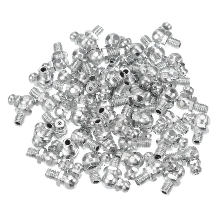 50pcs M8x1 Voiture Graisse Mamelon Raccord Courbure 45 Degré Plaqué